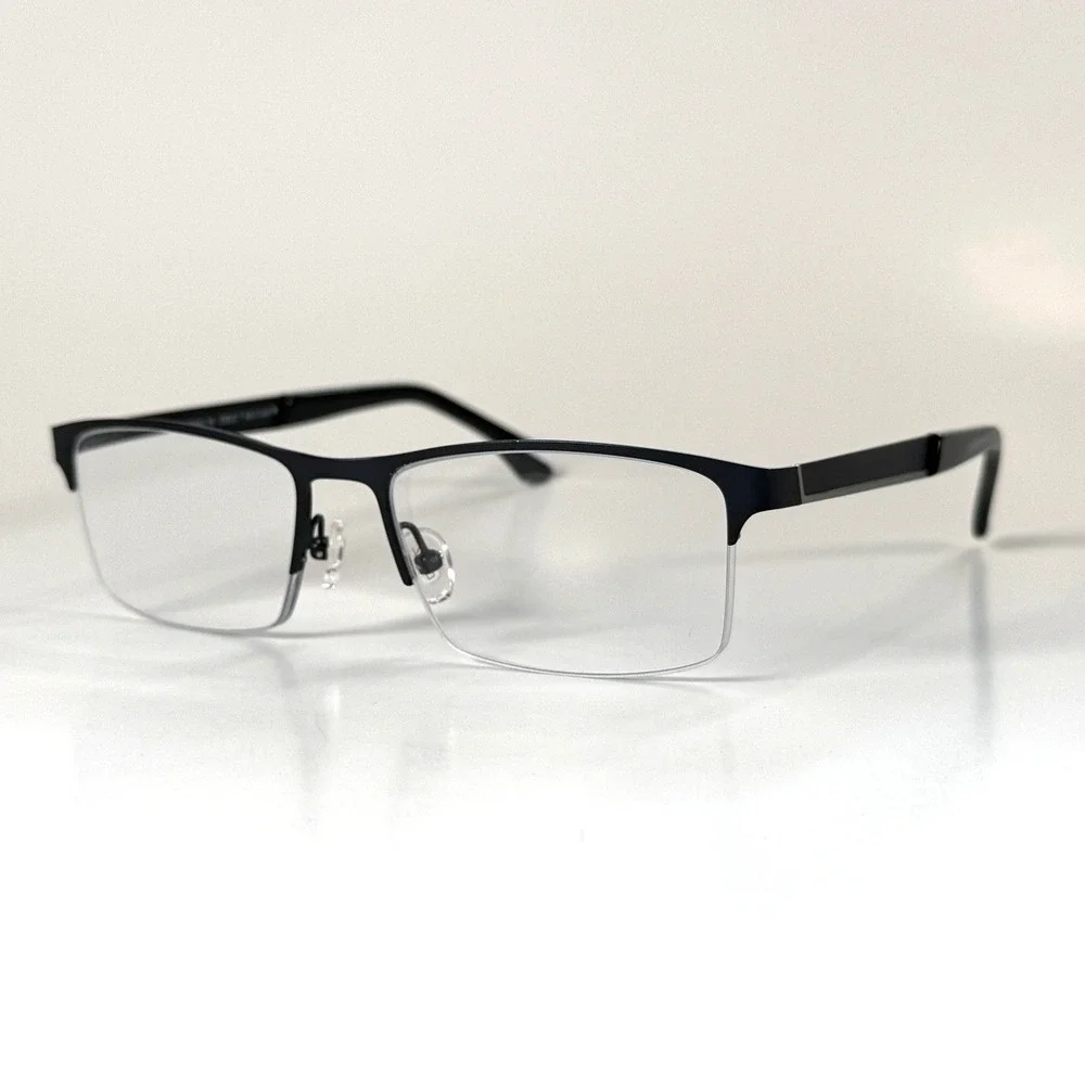 Cruz Rockaway Blvd Eyeglasses Frame Only 54-17-140 Navy Mens Half Rim Metal‎